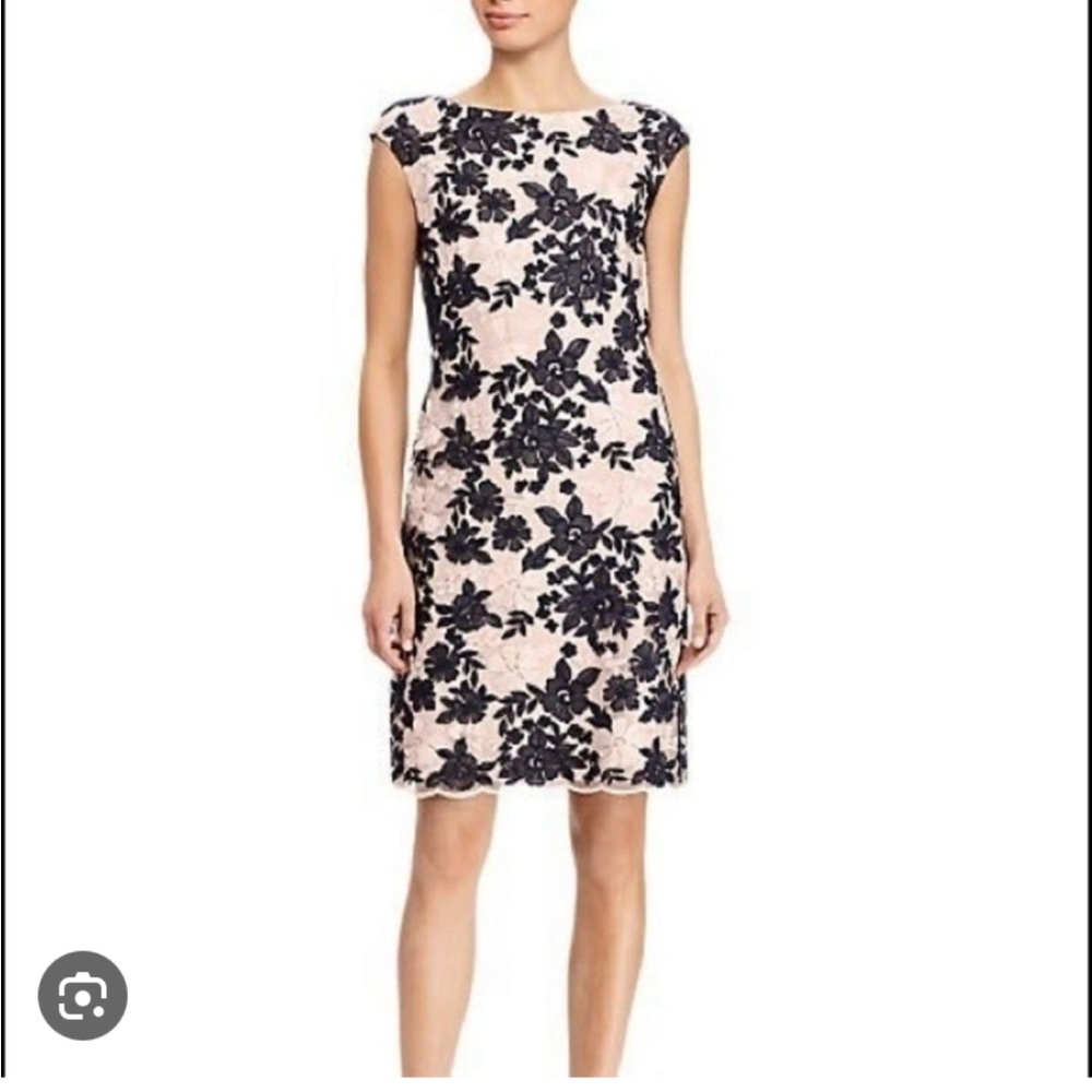 Ralph Lauren navy & pink floral embroidered lace dress